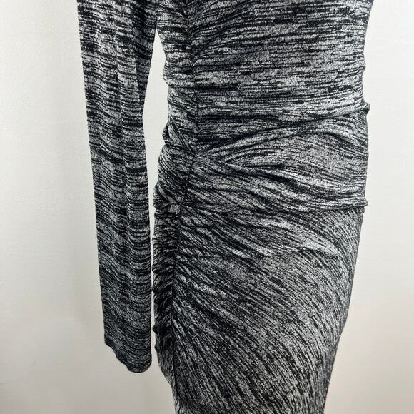 RAG & BONE Heathered Gray Long Sleeve Scoop Neck Side Ruched Bodycon Dress Sz M - Picture 3 of 7